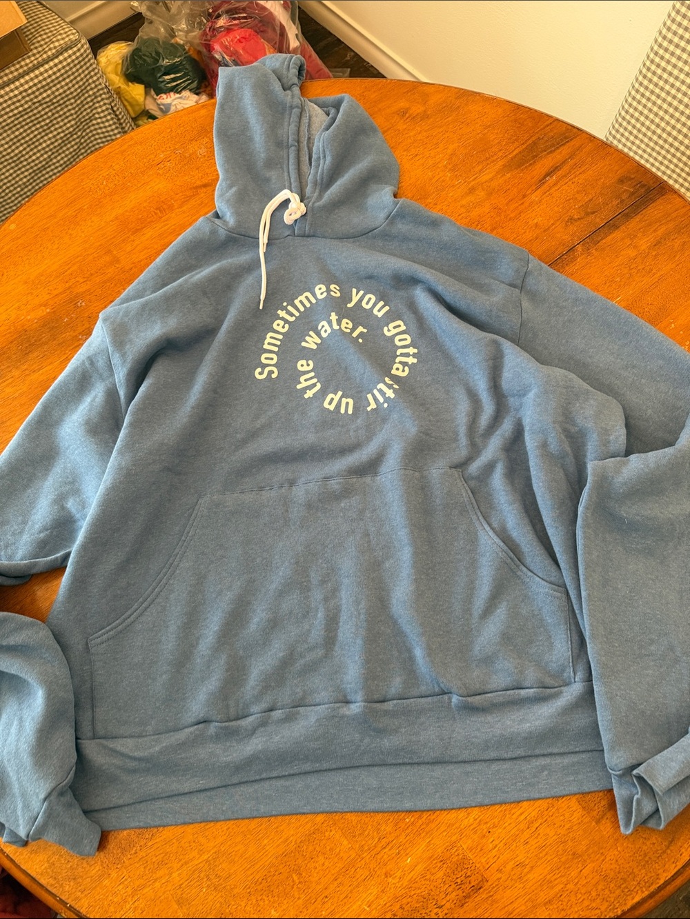 Men's Crewneck Hoodie Sweatshirt in Dusty Blue with Graphic xxxxxl fits like 3xl